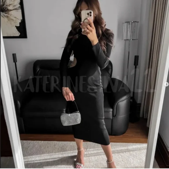 CHAIN APPLIQUÉ KNIT DRESS WITH CUT-OUT DETAIL SIZE M - Picture 10 of 10